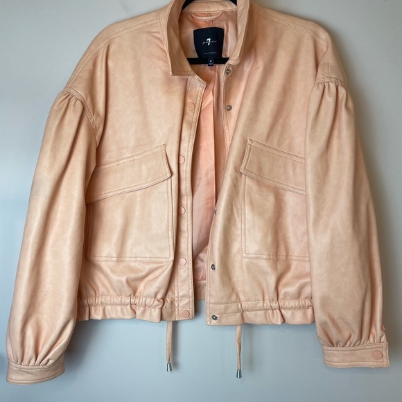 7 For All Mankind Jackets & Blazers - 7 for All Mankind Peach Faux Leather Oversized Bomber Jacket Women’s Size Medium